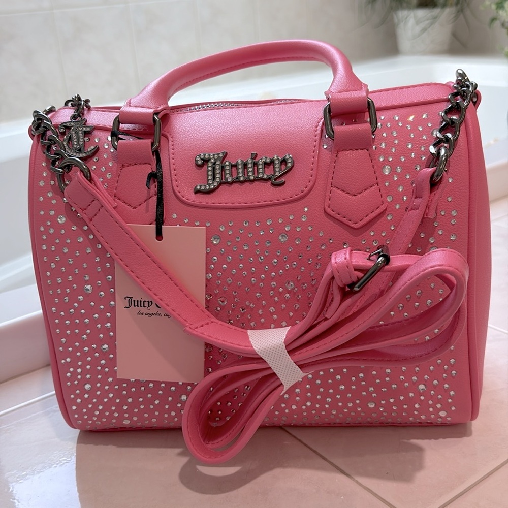 Juicy Couture Dazzle Satchel/Crossbody with Structured Design,Pink Lemonade. NWT - Picture 5 of 11